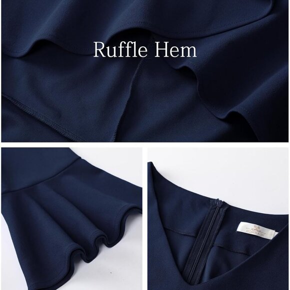 Women's Wedding Guest Dress Elegant Formal Cocktail Bell Sleeve Dress for Prom H - Picture 6 of 7